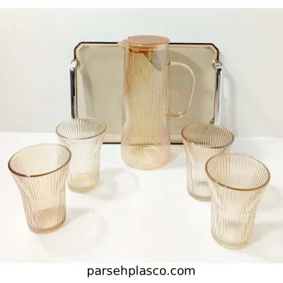 سرویس پارچ و لیوان همراه با سینی|4 عددی