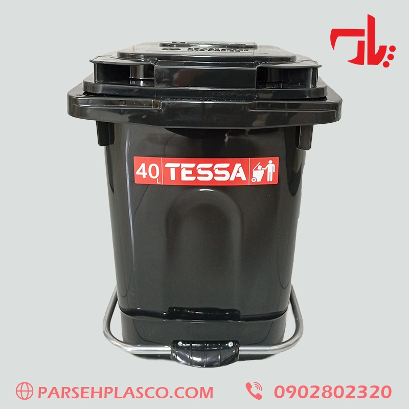 Black trash can سطل زباله پدال فلزی ۴۰ لیتری مشکی